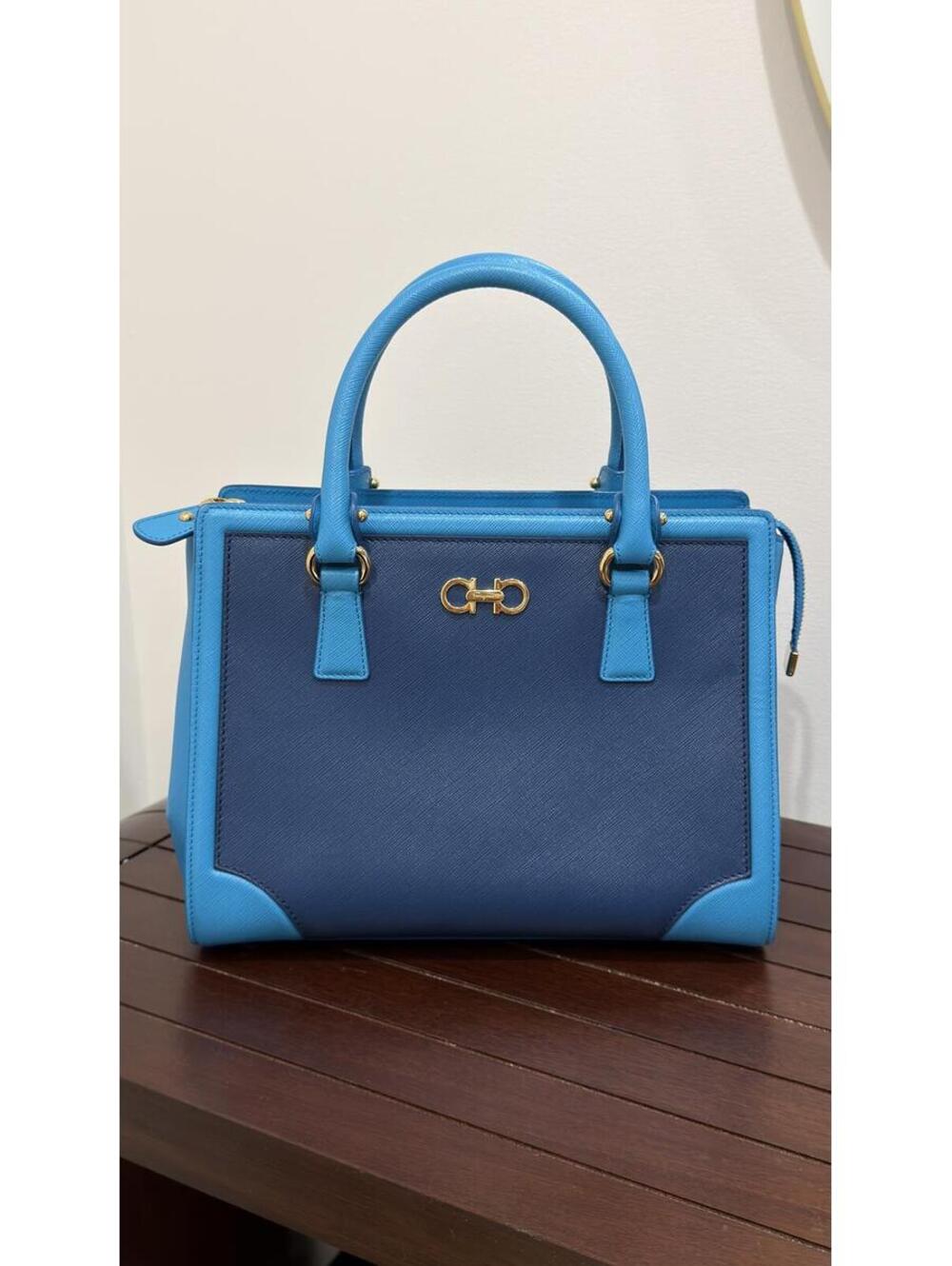 FERRAGAMO - Beky Satchel, Pacific Blue